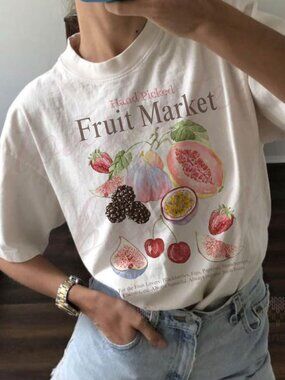 Fruit Market Graphic Tee, Y2k Vintage Style  Shirt